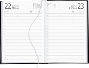 Buchkalender blau 2025 - Bürokalender 14,5x21 cm - 7 Tage auf 6 Seiten - wattierter Kunststoffeinband - Stundeneinteilung 7 - 19 Uhr - 873-0015