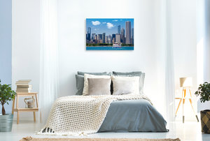 Premium Textil-Leinwand 90 cm x 60 cm quer CHICAGO Skyline