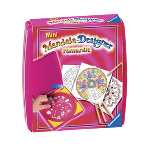 Ravensburger Mandala Designer Mini romantic 29947, Zeichnen lernen für Kinder ab 6 Jahren, Zeichen-Set mit Mandala-Schablone für farbenfrohe Mandalas