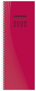 Vormerkbuch rot 2022 - Bürokalender 10,5x29,7 cm - 1 Woche auf 2 Seiten - mit Ringbindung - robuster Kartoneinband - Tischkalender - 709-0011