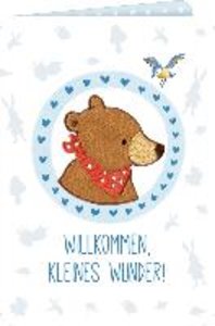 Grußkarten - BabyBär - Willkommen, kleines Wunder! (blau)