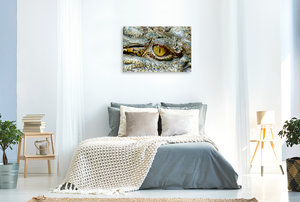 Premium Textil-Leinwand 90 cm x 60 cm quer Urzeitreptilien - Krokodil
