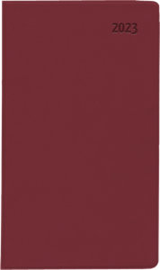 Taschenplaner Leporello PVC bordeaux 2023 - Bürokalender 9,5x16 cm - 1 Monat auf 1 Seite - separates Adressheft - faltbar - Notizheft - 501-1011