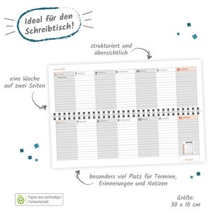 Trötsch Schreibtischquerkalender 2 (eine Woche 2 Seiten) 2025