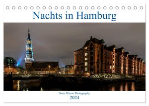 Nachts in Hamburg (Tischkalender 2024 DIN A5 quer), CALVENDO Monatskalender