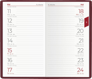 Taschenplaner bordeaux 2023 - Bürokalender 9,5x16 cm - 64 Seiten - 1 Woche auf 1 Seite - separates Adressheft - faltbar - Notizheft - 540-1101
