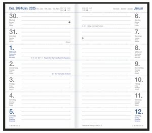 Wochen-Taschenkalender, schwarz 2025