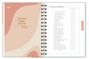 Happiness blooms from within Spiral-Kalenderbuch A5. Taschenkalender 2024 mit Spiralbindung und viel Platz für Termine. Praktischer Buch-Kalender. Mit Gummiband und Stickerbögen.