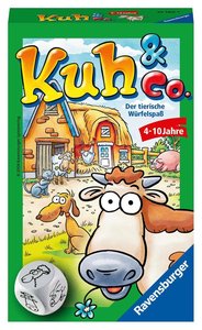 Ravensburger 23160 - Kuh und co, Mitbringspiel für 2-6 Spieler, Kinderspiel ab 4 Jahren, kompaktes Format, Reisespiel