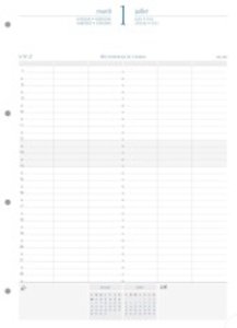 Kalendereinlage für Timer 29, 1 Tag pro Seite, 2022