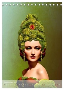 Zum Anbeissen - surreale Frauenportraits mit Obst und Gemüse (Tischkalender 2024 DIN A5 hoch), CALVENDO Monatskalender