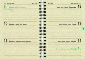 Taschenkalender Graspapier 2025 - Bürokalender 10x14 cm - 1 Woche auf 2 Seiten - robuster Kartoneinband - Wochenkalender - Notizheft - 639-0640