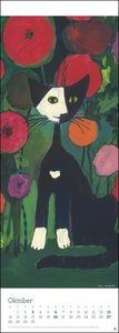 Rosina Wachtmeister Vertical Kalender 2024. Kunstvoller Wandkalender mit farbenfrohen Katzenbildern. Langer Kunst-Kalender 2024 XL. 24,5 x 69 cm.