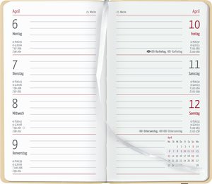 Slimtimer Premium Cream 2023 - Taschen-Kalender 9x15,6 cm - mit Verschlussband & Falttasche - Balacron Einband - Weekly - 128 Seiten - Alpha Edition