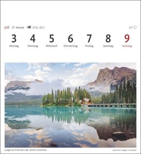 Kanada Sehnsuchtskalender 2023. Fernweh in einem kleinen Kalender zum Aufstellen. Die schönsten Landschaften Kanadas als Postkarten in einem Tischkalender. Auch zum Aufhängen.