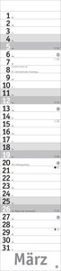 Silberner Langplaner 2023. Praktischer Streifenkalender fürs Büro. Länglicher Wandkalender mit genug Platz für Notizen. Terminkalender 2023. 11x49 cm