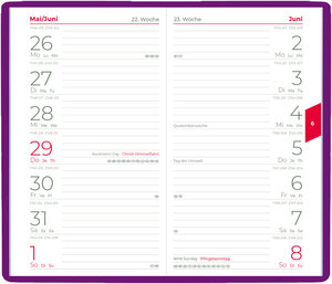 Taschenplaner rot 2025 - Bürokalender 9,5x16 cm - 64 Seiten - 1 Woche auf 1 Seite - separates Adressheft - faltbar - Notizheft - 540-1013