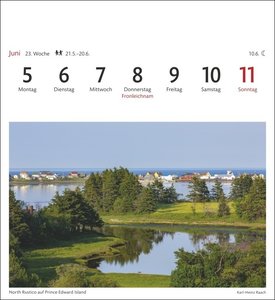 Kanada Sehnsuchtskalender 2023. Fernweh in einem kleinen Kalender zum Aufstellen. Die schönsten Landschaften Kanadas als Postkarten in einem Tischkalender. Auch zum Aufhängen.