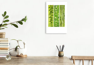 Premium Textil-Leinwand 30 cm x 45 cm hoch Natural Trios - Grüne Blätter