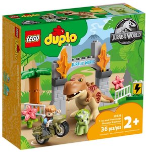 LEGO® DUPLO® 10939 - Jurassic World, Ausbruch des T-Rex und Triceratops, Dinosaurier-Spielset, 36 Teile