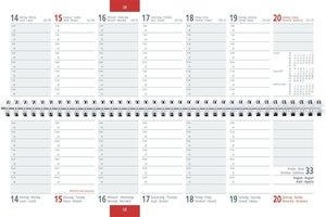 Tischquerkalender Register 2023 - 32x10,5 cm - 1 Woche auf 2 Seiten - Bürokalender mit Registerstanzung - Stundeneinteilung von 6 - 21 Uhr - 166-0002