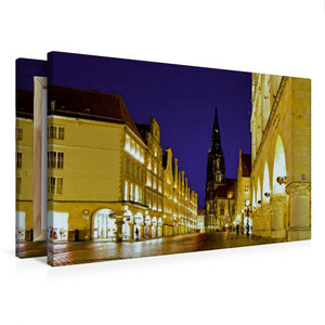 Premium Textil-Leinwand 75 cm x 50 cm quer Münster - Der Prinzipalmarkt, im Hintergrund die St. Lamberti-Kirche