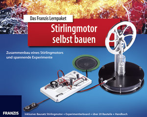 Lernpaket - Stirlingmotor selbst bauen, Bausatz Stirlingmotor + Experimentierboard + über 20 Bauteile + Handbuch