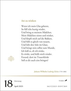 Deutsche Gedichte Tagesabreißkalender 2023. Lyrik vom Barock bis zur Gegenwart in einem Tischkalender für jeden Tag. Abreißkalender mit den Zeilen bedeutender Dichter*innen.