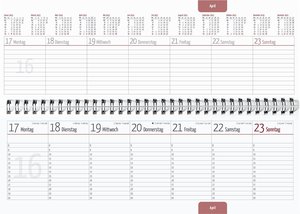 Tisch-Querkalender Papyrus Rot 2023 - Büro-Planer 29,7x10,5 cm - Tisch-Kalender - 1 Woche 2 Seiten - Ringbindung - Alpha Edition