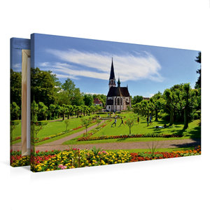 Premium Textil-Leinwand 75 cm x 50 cm quer Stadtgarten mit Kirche St. Bonifatius