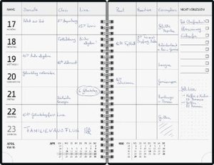 Familienplaner, Buchkalender, Familienplaner, 2024, Gold-Punkte, Buchgröße 15 x 23 cm, Kunststoff-Einband, grau