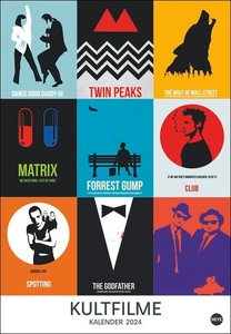 Kultfilme Posterkalender 2024. Filmklassiker in einem Jahres-Wandkalender 2024: Ein perfektes Geschenk für Cineasten. Jedes Monat ein neuer Film - unvergessliche Highlights der Filmgeschichte neu illustriert.