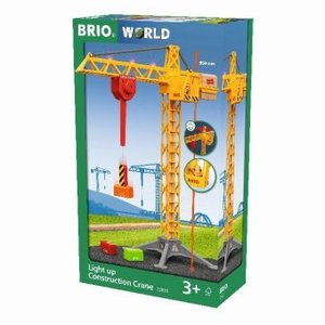BRIO World 33835 Großer Baukran mit Licht – Zubehör für die BRIO Holzeisenbahn – Empfohlen für Kinder ab 3 Jahren
