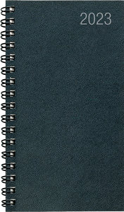 Taschenplaner schwarz 2023 - Bürokalender 8,6x15,2 cm - 1 Woche auf 2 Seiten - mit Ringbindung - Notizheft - 576-1140
