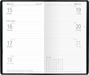 Taschenplaner bordeaux 2024 - Bürokalender 9,5x16 cm - 112 Seiten - 1 Woche auf 2 Seiten - separates Adressheft - faltbar - Notizheft - 560-1011