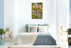 Premium Textil-Leinwand 60 cm x 90 cm hoch Garten und Herrenhaus Trerice House in Cornwall, England