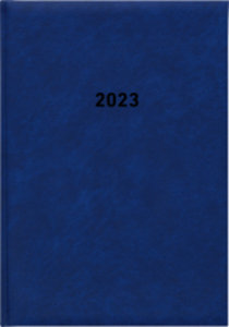 Buchkalender blau 2023 - Bürokalender 14,5x21 cm - 1 Tag auf 1 Seite - wattierter Kunststoffeinband - Stundeneinteilung 7 - 19 Uhr - 876-0015
