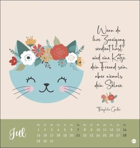 Katzensprüche Postkartenkalender 2024. Weisheiten über Samtpfoten in einem kleinen Kalender voll typografischer Details. Ein Muss für Katzenliebhaber, der Postkarten-Tischkalender.