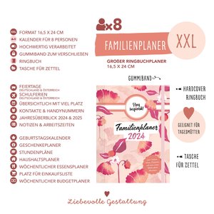 XXL Familienplaner 2022 für bis zu 8 Personen. Familienkalender 2022 Ringbuch mit stabilem Hardcover. Viel Platz für Termine, Aufgaben, Todos und Haushaltsplanung. Inklusive Monatsüberblick, Jahresübersicht, Stundenplan, Feiertage, Schulferien uvm.