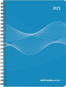 Wochenplaner PP-Einband blau 2025 - Büro-Kalender A5 - Cheftimer - blue - Ringbindung - 1 Woche 2 Seiten - 128 Seiten - Zettler