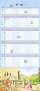 Der kleine Rabe Socke Familienkalender 2025 – Wandkalender – Familienplaner mit 5 Spalten – Format 22 x 49,5 cm