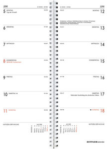 Vormerkbuch rot 2023 - Bürokalender 10,5x29,7 cm - 1 Woche auf 1 Seite - mit Ringbindung - robuster Kartoneinband - Tischkalender - 718-0011