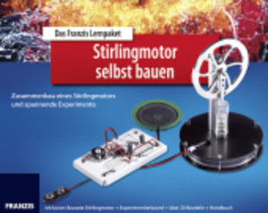 Lernpaket - Stirlingmotor selbst bauen, Bausatz Stirlingmotor + Experimentierboard + über 20 Bauteile + Handbuch