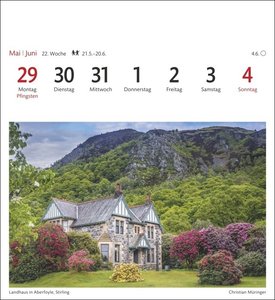 Schottland Sehnsuchtskalender 2023. Postkarten-Fotokalender voll typisch schottischer Motive. Wochenkalender mit Urlaubsfeeling. Die Schönheit Schottlands in einem kleinen Kalender. Zum Aufstellen und Aufhängen.