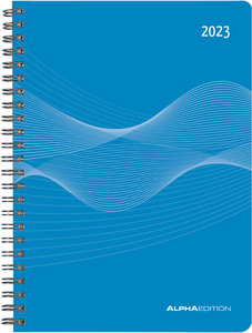 Wochenplaner PP-Einband blau 2023 - Büro-Kalender A5 - Cheftimer - blue - Ringbindung - 1 Woche 2 Seiten - 128 Seiten - Alpha Edition