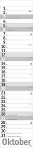 Silberner Langplaner 2024. Praktischer Streifenkalender fürs Büro. Länglicher Wandkalender mit genug Platz für Notizen. Terminkalender 2024. 11 x 49 cm