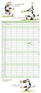 Yoga für Kühe Familienplaner 2025 – Wandkalender – Familien-Kalender mit 6 Spalten – Format 22 x 49,5 cm