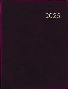 Wochenbuch bordeaux 2025 - Bürokalender 21x26,5 cm - 1 Woche auf 2 Seiten - mit Eckperforation und Fadensiegelung - Notizbuch - 739-2120