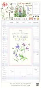 Judith Glover Familienplaner 2023. Familienkalender mit 5 Spalten. Liebevoll illustrierter Familien-Wandkalender mit Schulferien. Großer Wandplaner 2023.