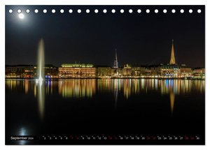 Nachts in Hamburg (Tischkalender 2024 DIN A5 quer), CALVENDO Monatskalender